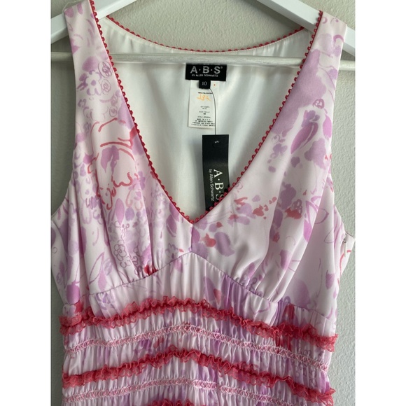 ABS Floral Smocked Dress V-Neck Sleeveless Lined Prom Party - Picture 7 of 11